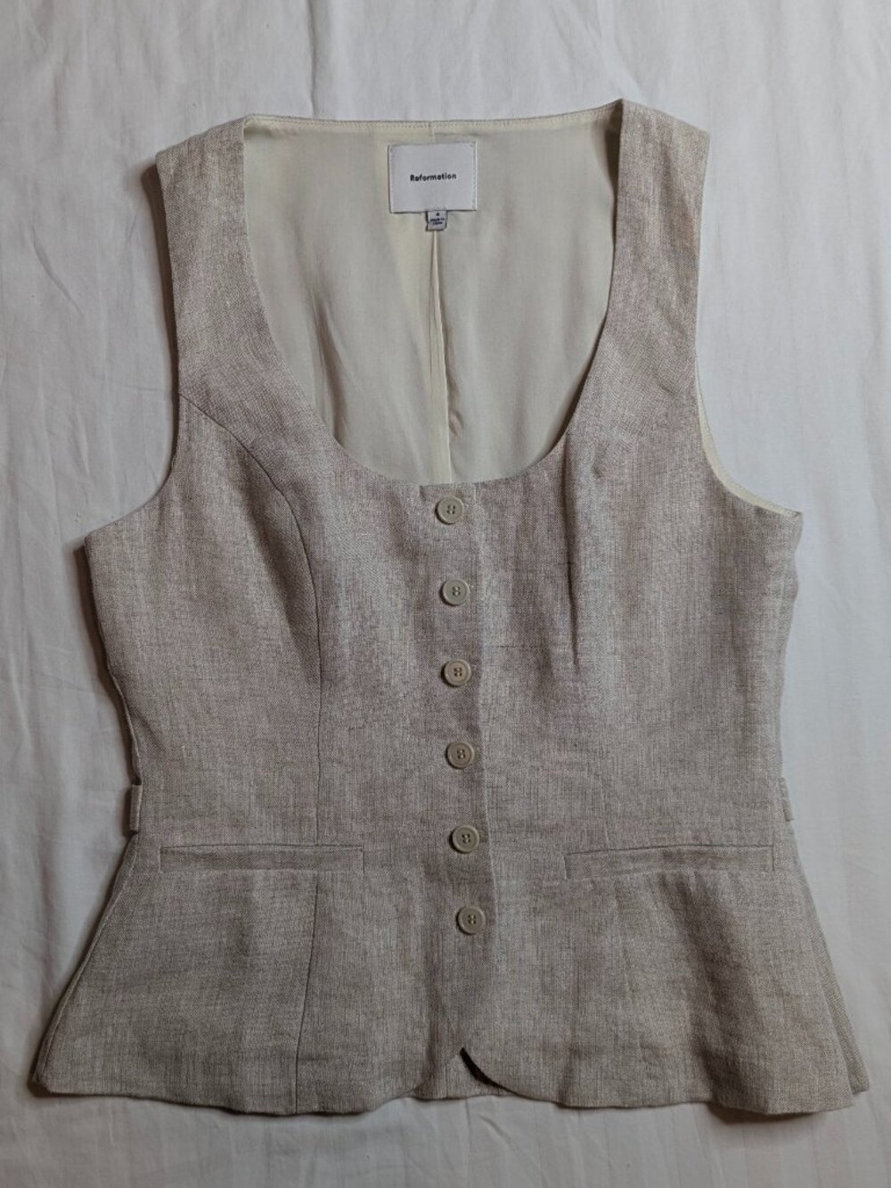 Reformation Women's Fitted Linen Vest, Size 4